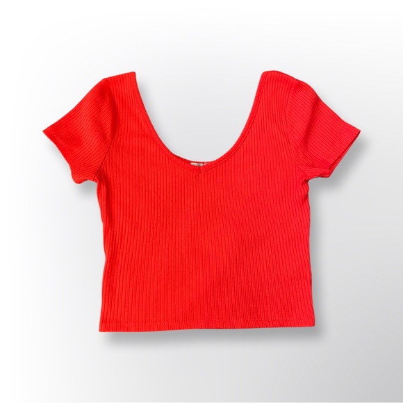 Charlotte Russe Crop Top, Red-Orange, Small - Picture 2 of 7